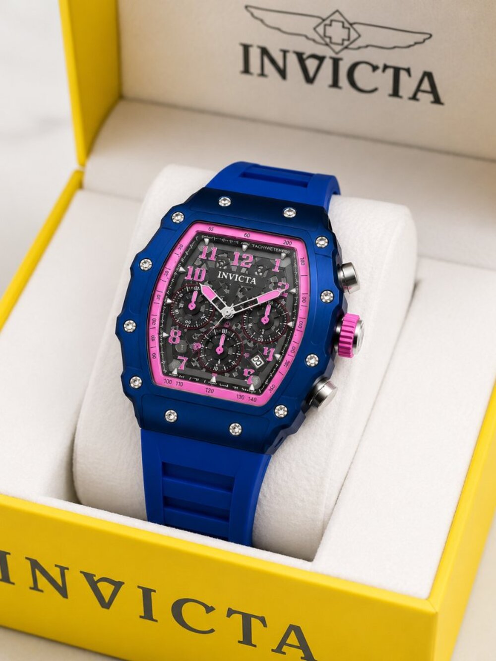 Invicta Racing Valxor 40mm Blue & Pink Quartz Chronograph Watch | New with Box